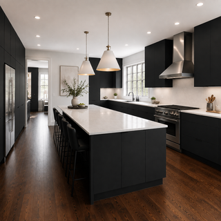 Frameless Matte Black Kitchen - homecabinets