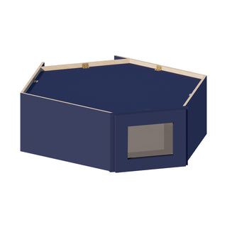 Navy Blue - 24"W × 12"H Glass-Door Diagonal Corner Wall Cabinet