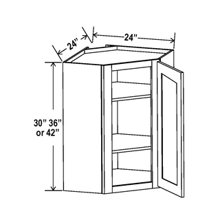 AG-DCW2430: Aston Green Shaker 24"W x 30"H 1 Door & 2 Shelves Diagonal Corner Wall Cabinet
