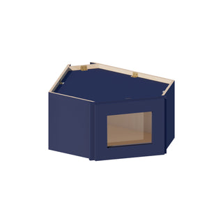 Navy Blue - 27"W × 12"H Glass-Door Diagonal Corner Wall Cabinet