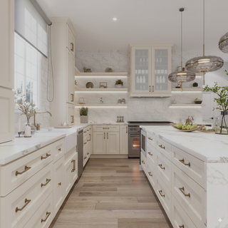 Double Dove White - 30"W Offset-Sink Vanity Combo Cabinet (Drawer on Left)