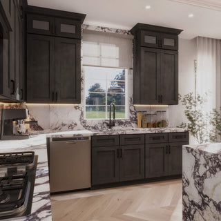 Double Smokey Gray - 33"W Offset - Sink Vanity Combo Cabinet (Drawer on Left) - homecabinets