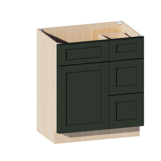 Aston Green - 30"W Offset-Sink Vanity Combo Cabinet (Drawer on Right)