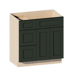 Aston Green - 33"W Offset-Sink Vanity Combo Cabinet (Drawer on Left)