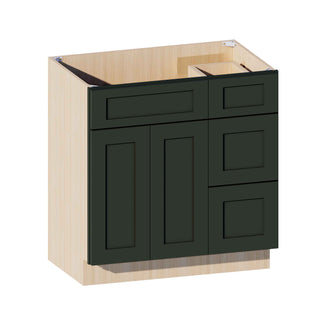 Aston Green - 33"W Offset-Sink Vanity Combo Cabinet (Drawer on Right)