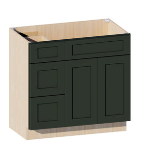 Aston Green - 36"W Offset-Sink Vanity Combo Cabinet (Drawer on Left)