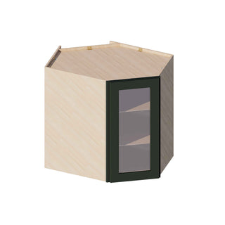 Aston Green - 24"W × 30"H Glass-Door Diagonal Corner Wall Cabinet