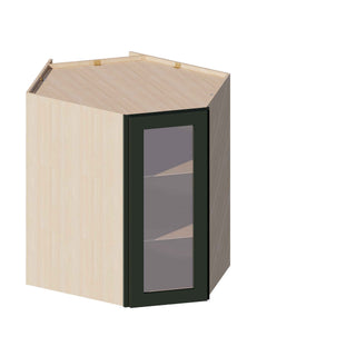 Aston Green - 24"W × 36"H Glass-Door Diagonal Corner Wall Cabinet