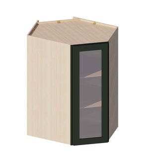 Aston Green - 24"W × 42"H Glass-Door Diagonal Corner Wall Cabinet