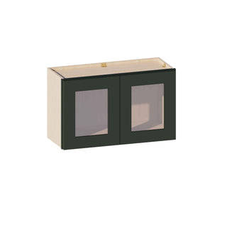 Aston Green - 30"W × 18"H Glass-Door Wall Cabinet