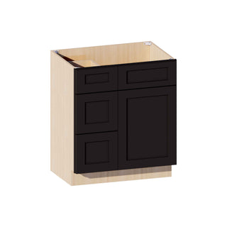 Iron Black - 30"W Offset-Sink Vanity Combo Cabinet (Drawer on Left)