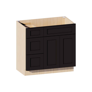 Iron Black - 36"W Offset-Sink Vanity Combo Cabinet (Drawer on Left)