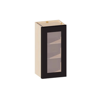 Iron Black - 15"W × 30"H Glass-Door Wall Cabinet