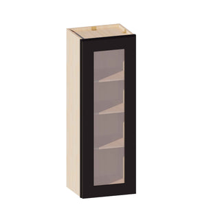 Iron Black - 15"W × 42"H Glass-Door Wall Cabinet