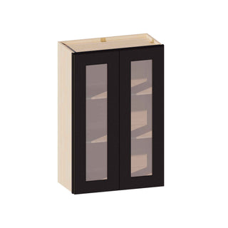 Iron Black - 24"W × 36"H Glass-Door Wall Cabinet