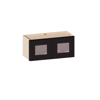 Iron Black - 27"W × 12"H Glass-Door Wall Cabinet