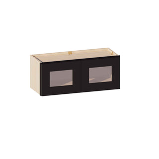 Iron Black - 30"W × 12"H Glass-Door Wall Cabinet