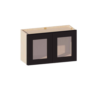 Iron Black - 30"W × 18"H Glass-Door Wall Cabinet