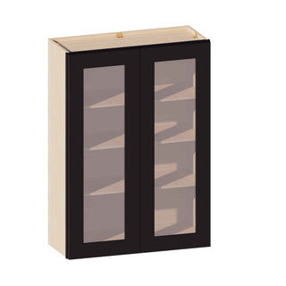 Iron Black - 30"W × 42"H Glass-Door Wall Cabinet
