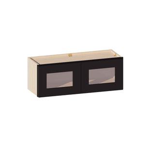 Iron Black - 33"W × 12"H Glass-Door Wall Cabinet