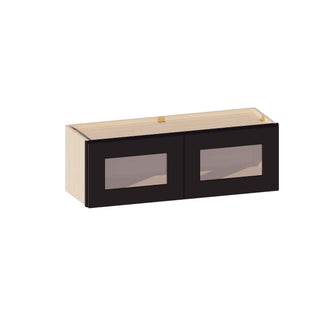 Iron Black - 36"W × 12"H Glass-Door Wall Cabinet