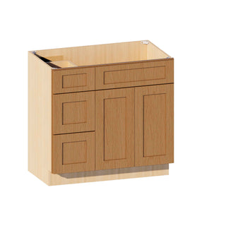 Treasure Chest - 36"W Offset-Sink Vanity Combo Cabinet (Drawer on Left)