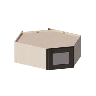 Smokey Ash - 24"W × 12"H Glass-Door Diagonal Corner Wall Cabinet