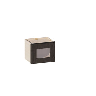 Smokey Ash - 15"W × 12"H Glass-Door Wall Cabinet