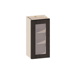Smokey Ash - 15"W × 30"H Glass-Door Wall Cabinet
