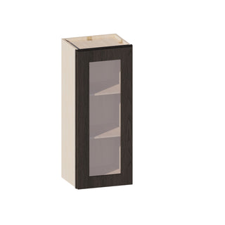 Smokey Ash - 15"W × 36"H Glass-Door Wall Cabinet
