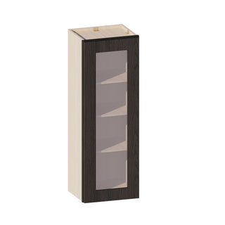 Smokey Ash - 15"W × 42"H Glass-Door Wall Cabinet