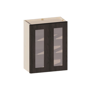 Smokey Ash - 24"W × 30"H Glass-Door Wall Cabinet