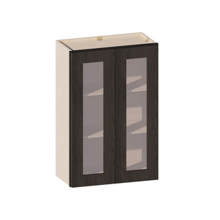 Smokey Ash - 24"W × 36"H Glass-Door Wall Cabinet