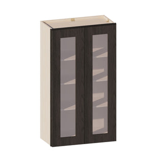 Smokey Ash - 24"W × 42"H Glass-Door Wall Cabinet