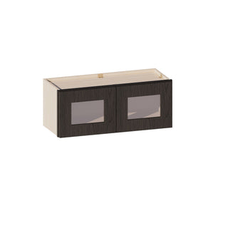 Smokey Ash - 30"W × 12"H Glass-Door Wall Cabinet