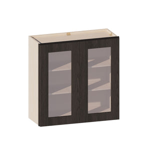Smokey Ash - 30"W × 30"H Glass-Door Wall Cabinet