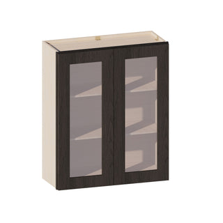 Smokey Ash - 30"W × 36"H Glass-Door Wall Cabinet