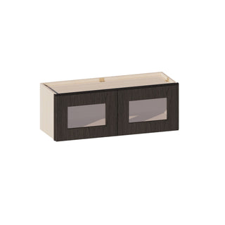 Smokey Ash - 33"W × 12"H Glass-Door Wall Cabinet