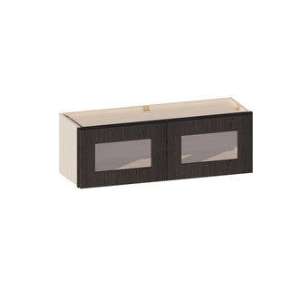Smokey Ash - 36"W × 12"H Glass-Door Wall Cabinet