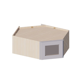 Lunar Gray - 24"W × 12"H Glass-Door Diagonal Corner Wall Cabinet