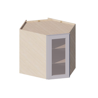 Lunar Gray - 24"W × 30"H Glass-Door Diagonal Corner Wall Cabinet