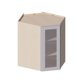Lunar Gray - 24"W × 36"H Glass-Door Diagonal Corner Wall Cabinet