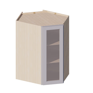 Lunar Gray - 24"W × 42"H Glass-Door Diagonal Corner Wall Cabinet