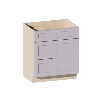 Lunar Gray - 30"W Offset-Sink Vanity Combo Cabinet (Drawer on Left)