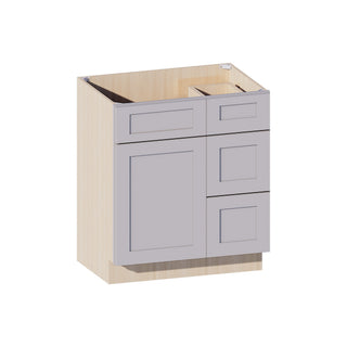 Lunar Gray - 30"W Offset-Sink Vanity Combo Cabinet (Drawer on Right)