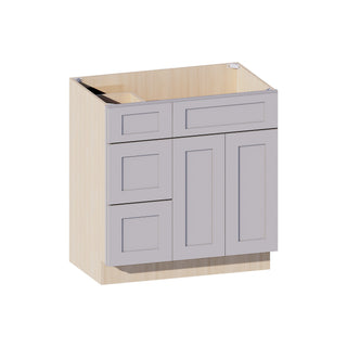 Lunar Gray - 33"W Offset-Sink Vanity Combo Cabinet (Drawer on Left)