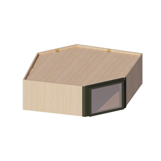 Slim Aston Green - 24"W × 12"H Glass-Door Diagonal Corner Wall Cabinet