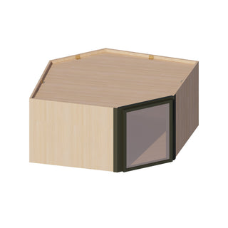 Slim Aston Green - 24"W × 18"H Glass-Door Diagonal Corner Wall Cabinet