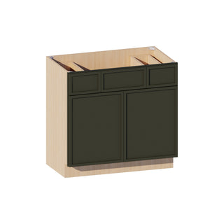 Slim Aston Green - 36"W Centered-Sink Vanity Combo Cabinet