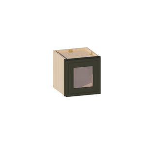 Slim Aston Green - 12"W × 12"H Glass-Door Wall Cabinet
